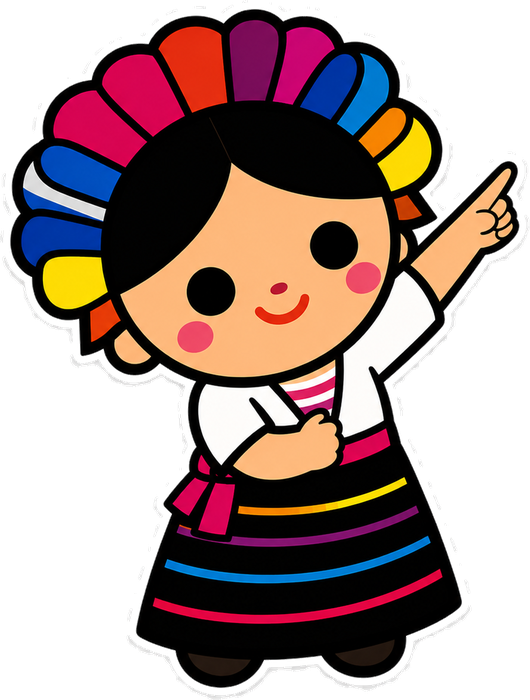 Ilustración de la muñeca de La Muñeca, mascota del negocio